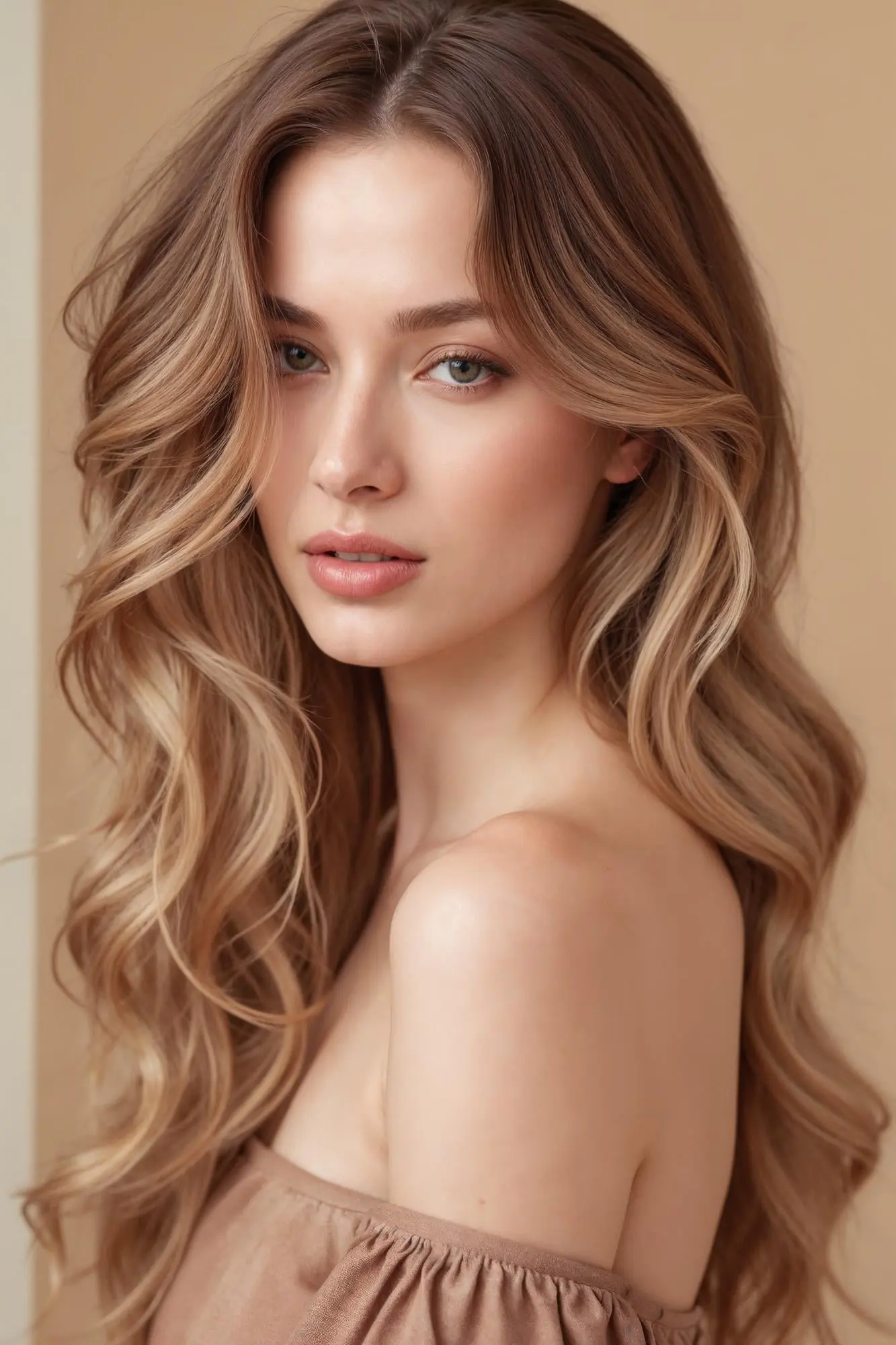 A young woman with wavy blonde hair and light makeup poses confidently in front of a beige background at Refresh MedSpa in Cape Coral, FL.