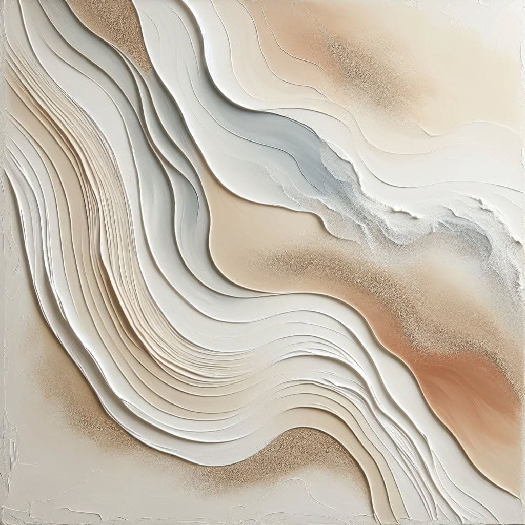 Layered, wavy shapes in beige, cream, and light brown create a tranquil look at Refresh MedSpa in Cape Coral, FL.